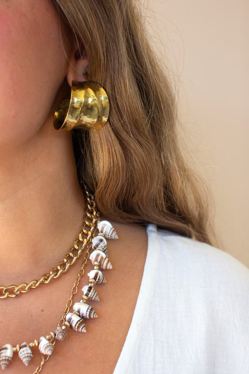 Half-Hoop Ridged Gold-Tone Earrings