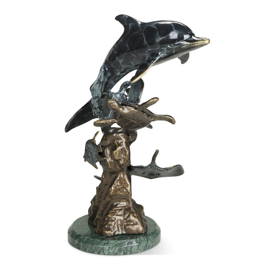Cast Aluminum Dolphin And Undersea Friends