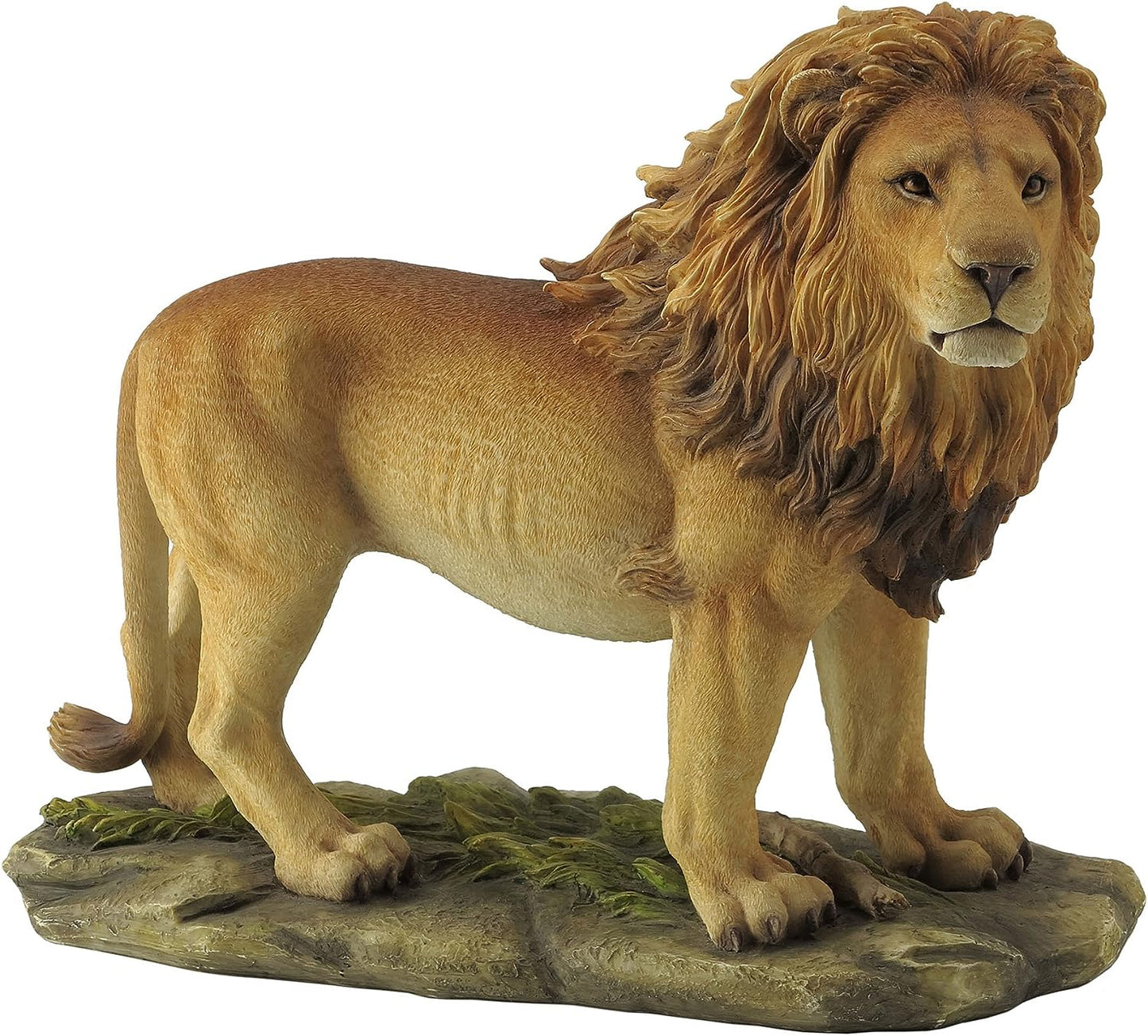 Wildlife Animal Lion Stands On Green Grass Figurine