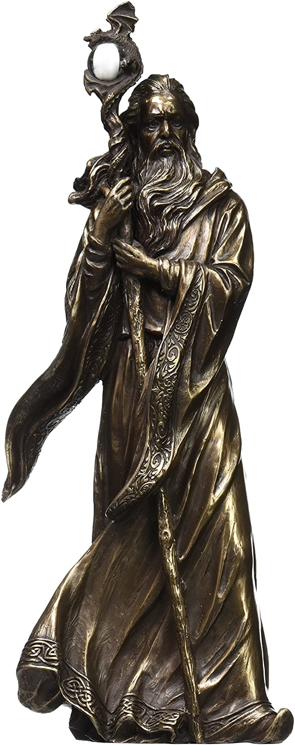 Cold Cast Bronze Handcrafted Merlin Centerpiece Figurine