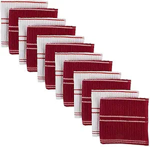 Basic Ribbed Terry Dishcloths , Red