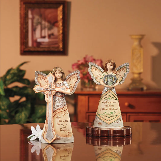Irish Blessing 6" Angel Holding Claddagh