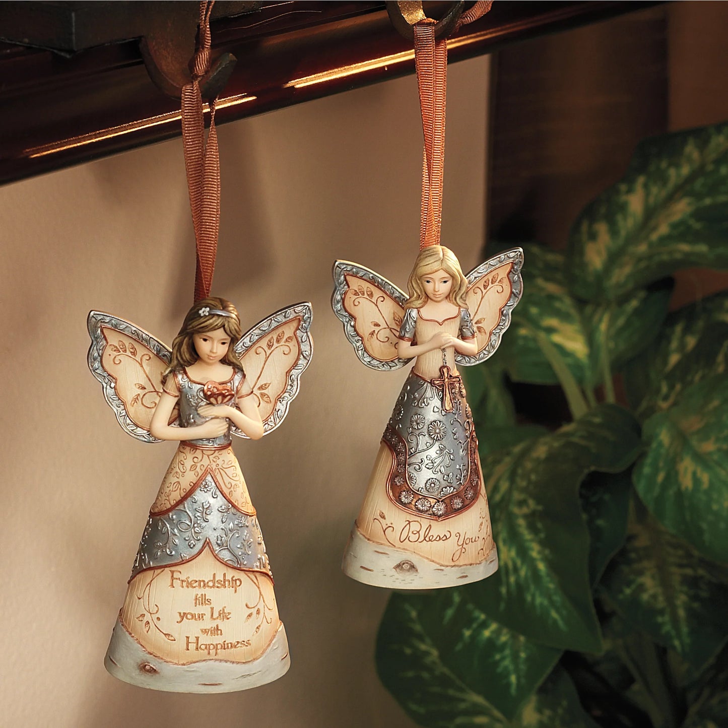Friendship 4.75" Angel & Butterfly Ornament