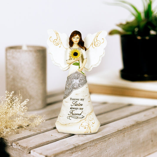 Sister 6.5" Angel Holding Sunflower