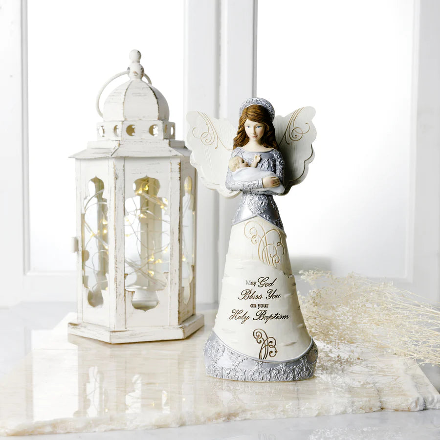Holy Baptism 7.5" Angel Holding Baby