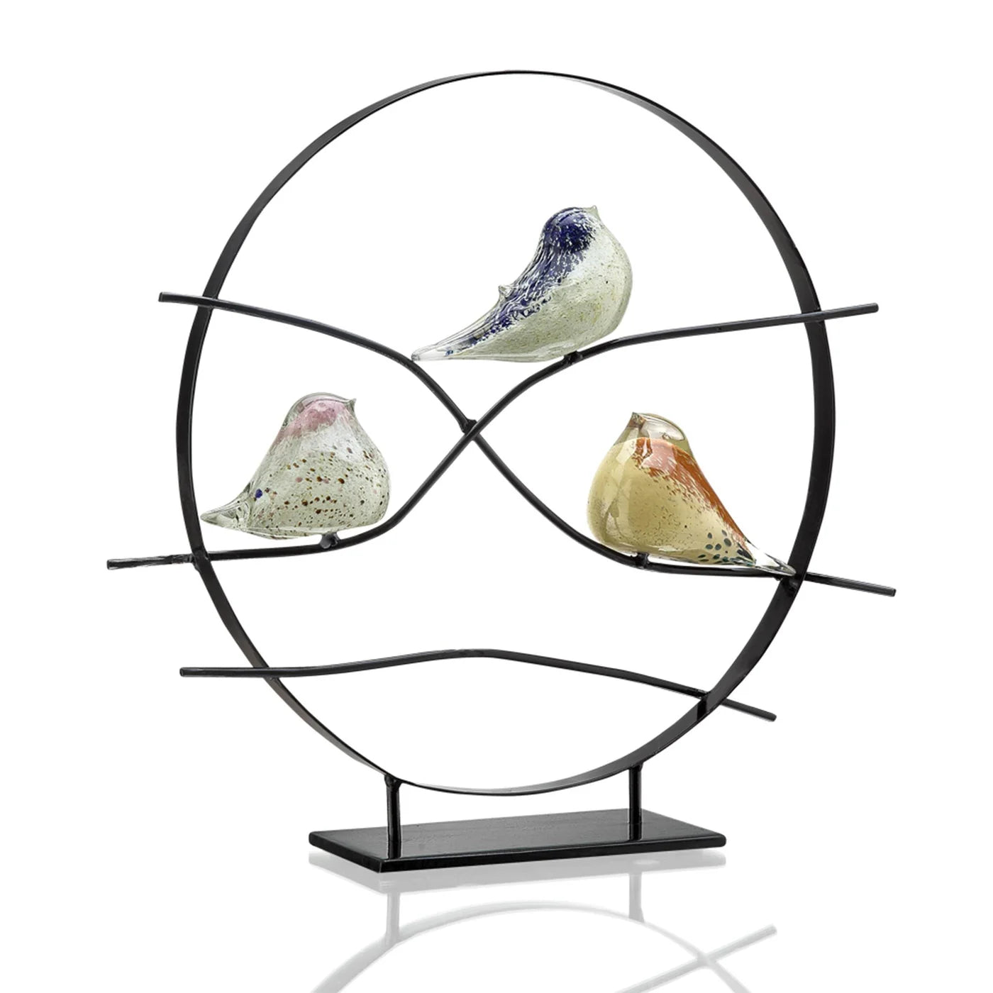 Art Glass Bird Trio Desk Decor