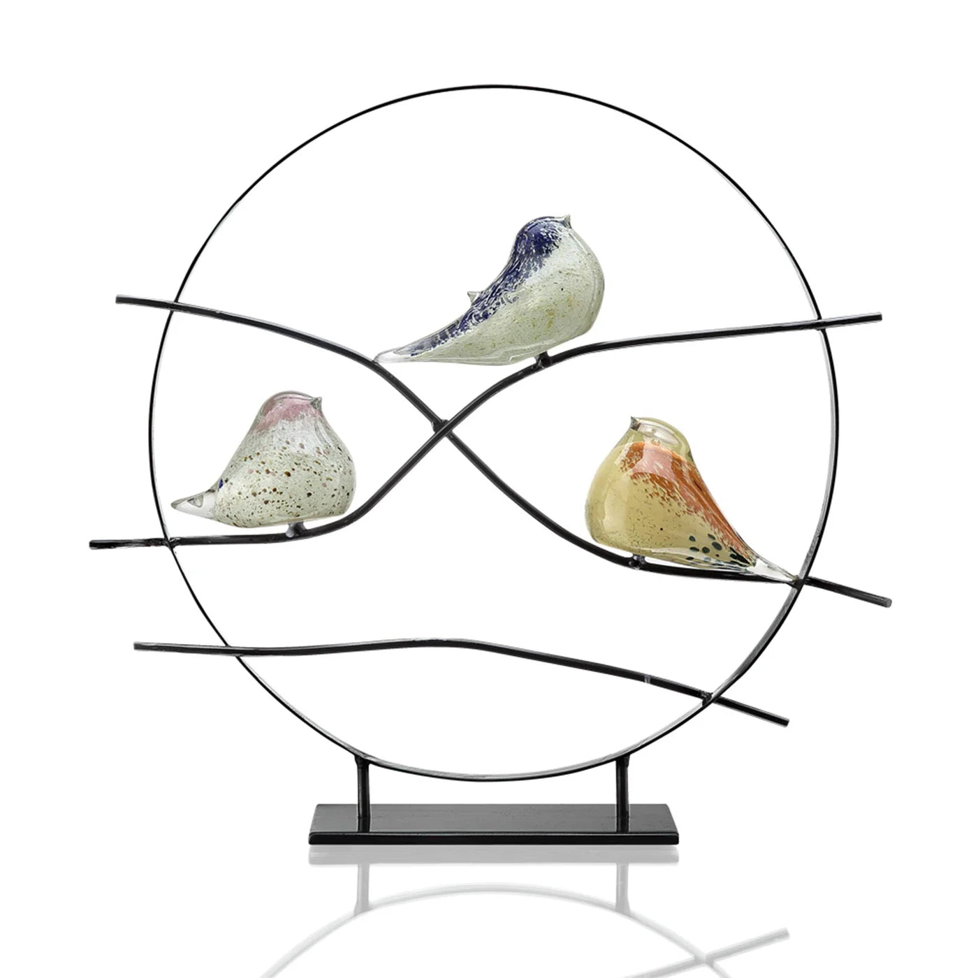 Art Glass Bird Trio Desk Decor