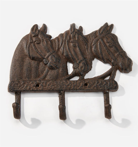 Horses Heads Design Wall Decor with 3 Hooks