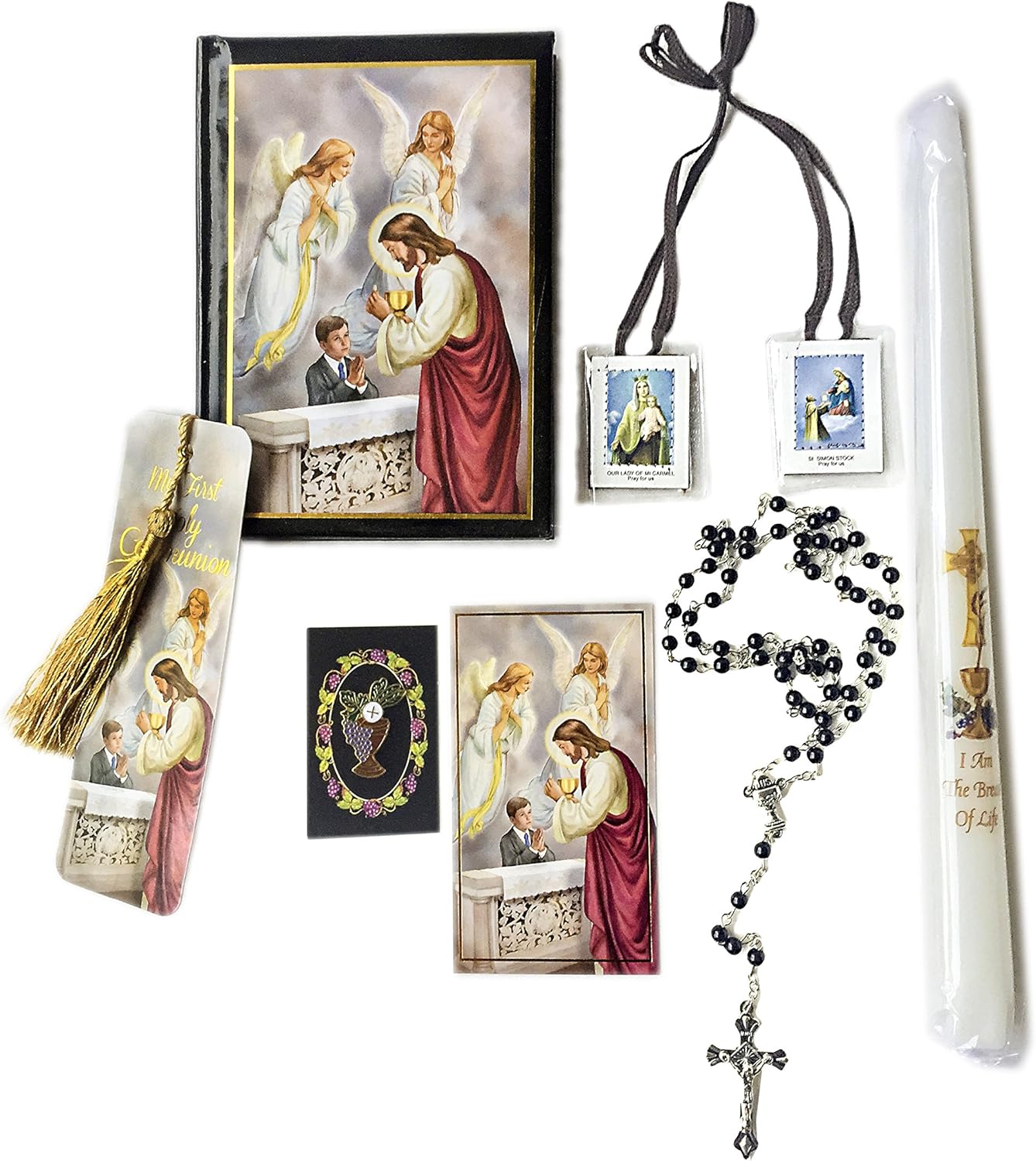 Boys Blessed Sacrament Deluxe First Communion Gift Box Set With Candle