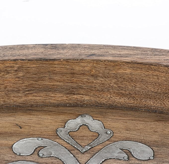 Long Wood & Metal Heritage Collection Oval Tray