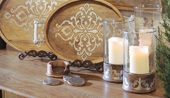 Long Wood & Metal Heritage Collection Oval Tray