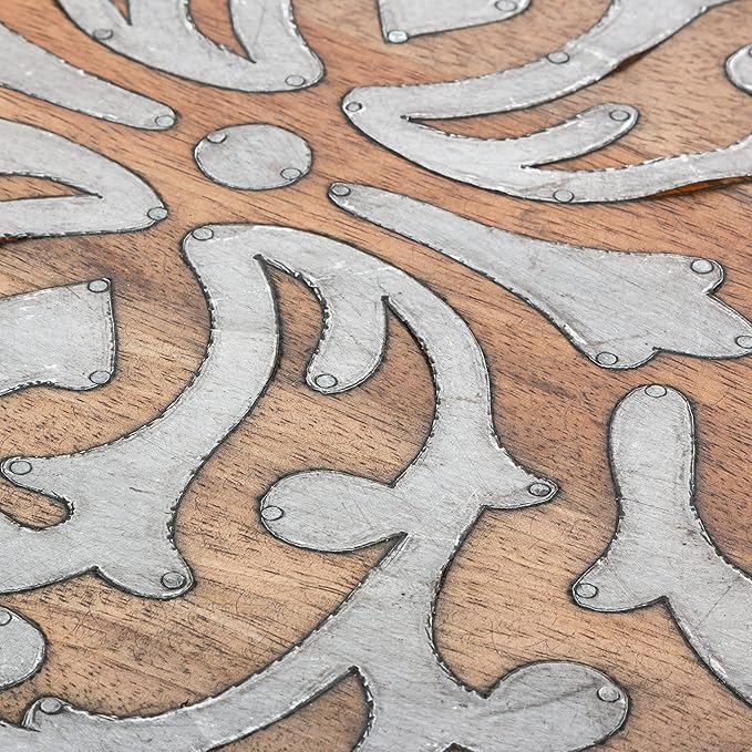 Long Wood & Metal Heritage Collection Oval Tray