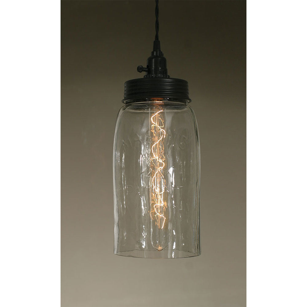 Big Mason Jar Pendant Lamp - Clear Glass