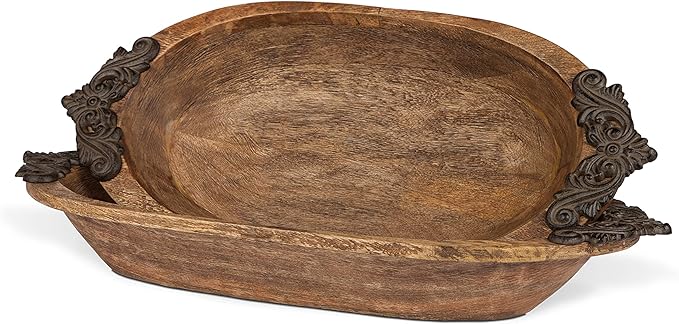 Heritage Collection Antiquity Oval Display Wood Bowl