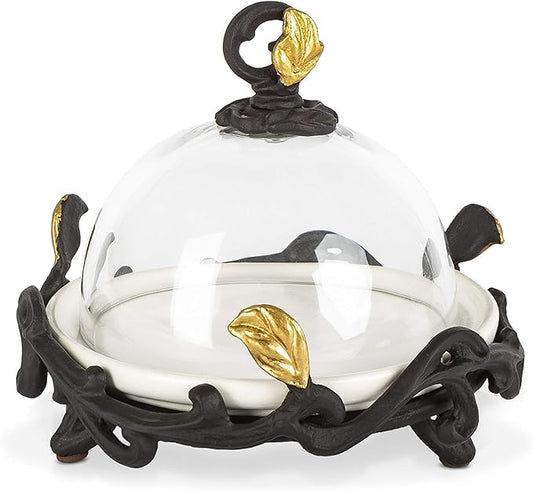 Ceramic And Metal Tidbit - Butter Dish With Dome