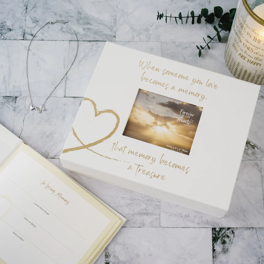 When Someone You Love Becomes a Memory White & Gold Memory Box