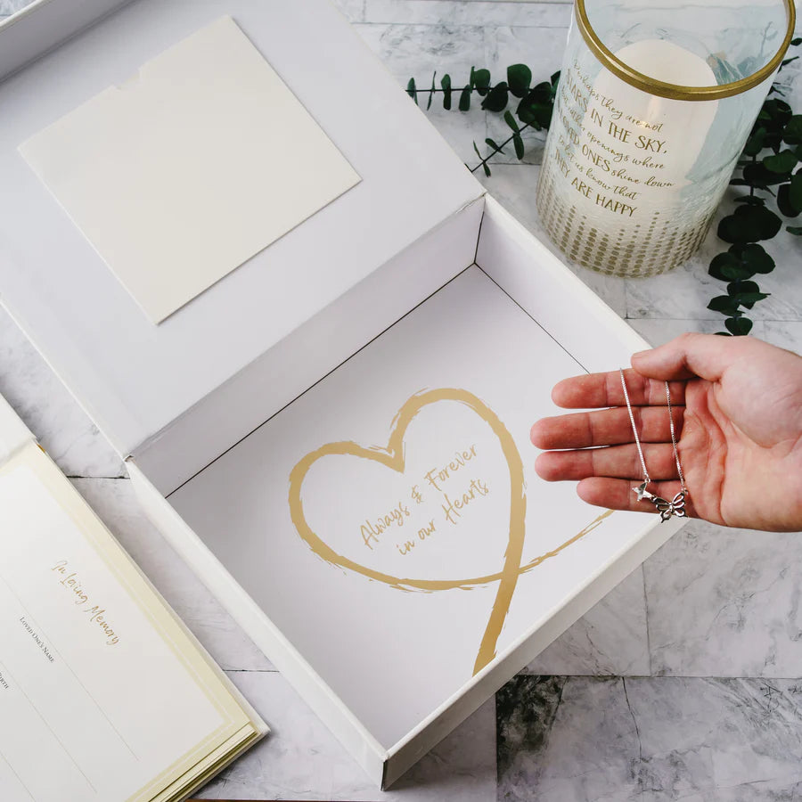 When Someone You Love Becomes a Memory White & Gold Memory Box