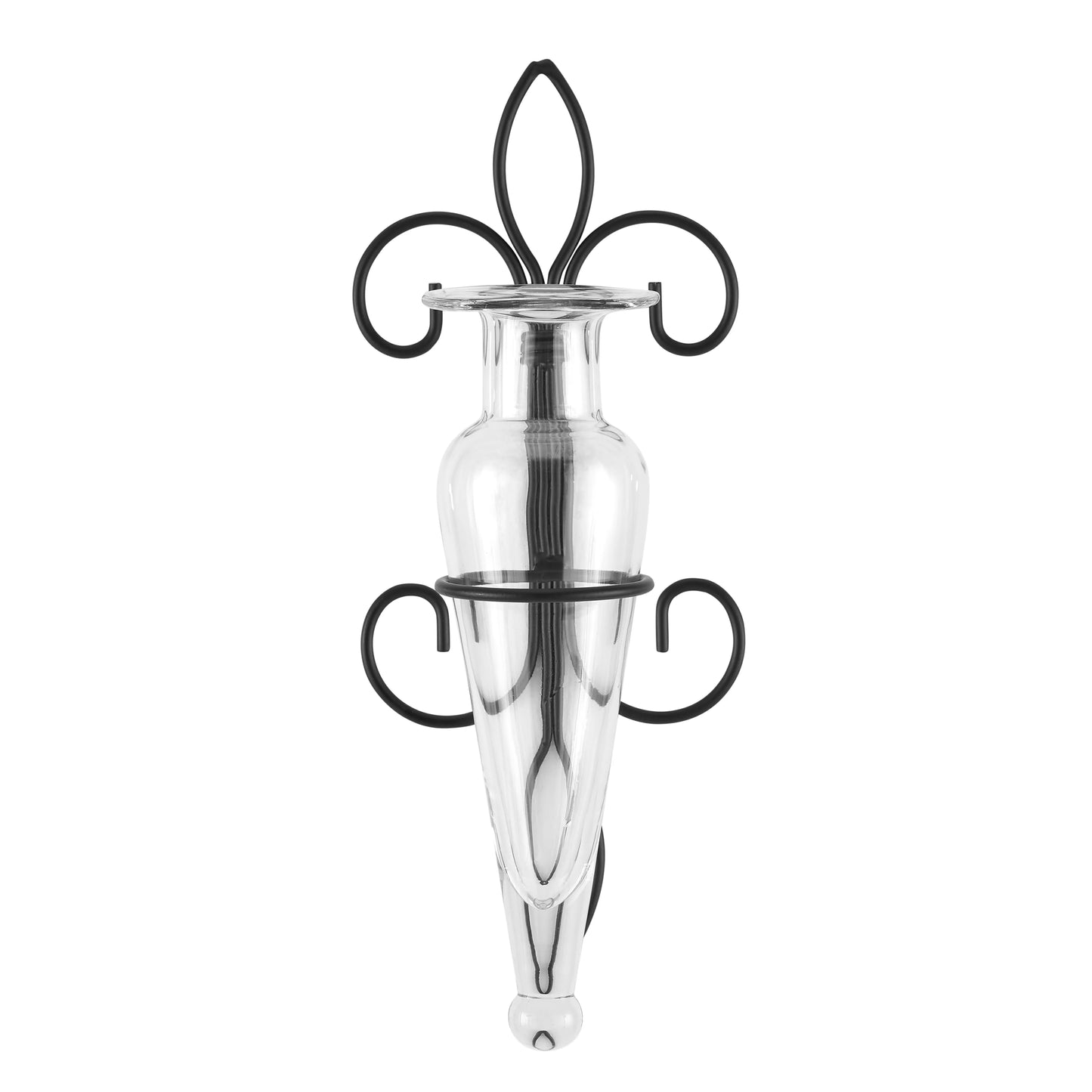 Amphora Glass Vase on Fleur Lis Sconce