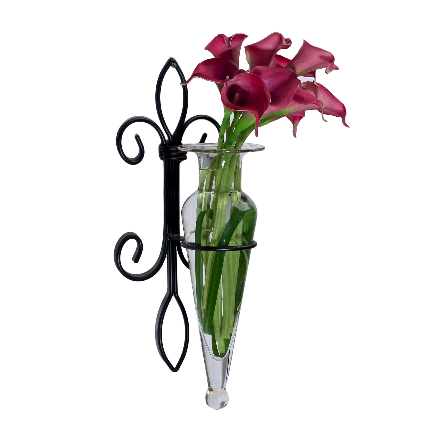 Amphora Glass Vase on Fleur Lis Sconce