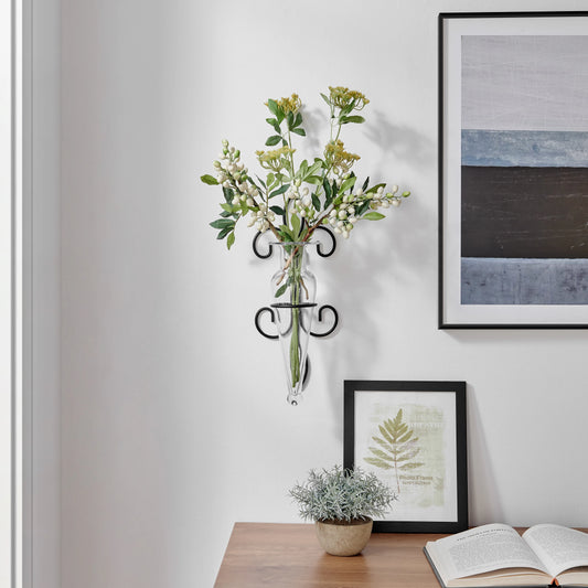 Amphora Glass Vase on Fleur Lis Sconce