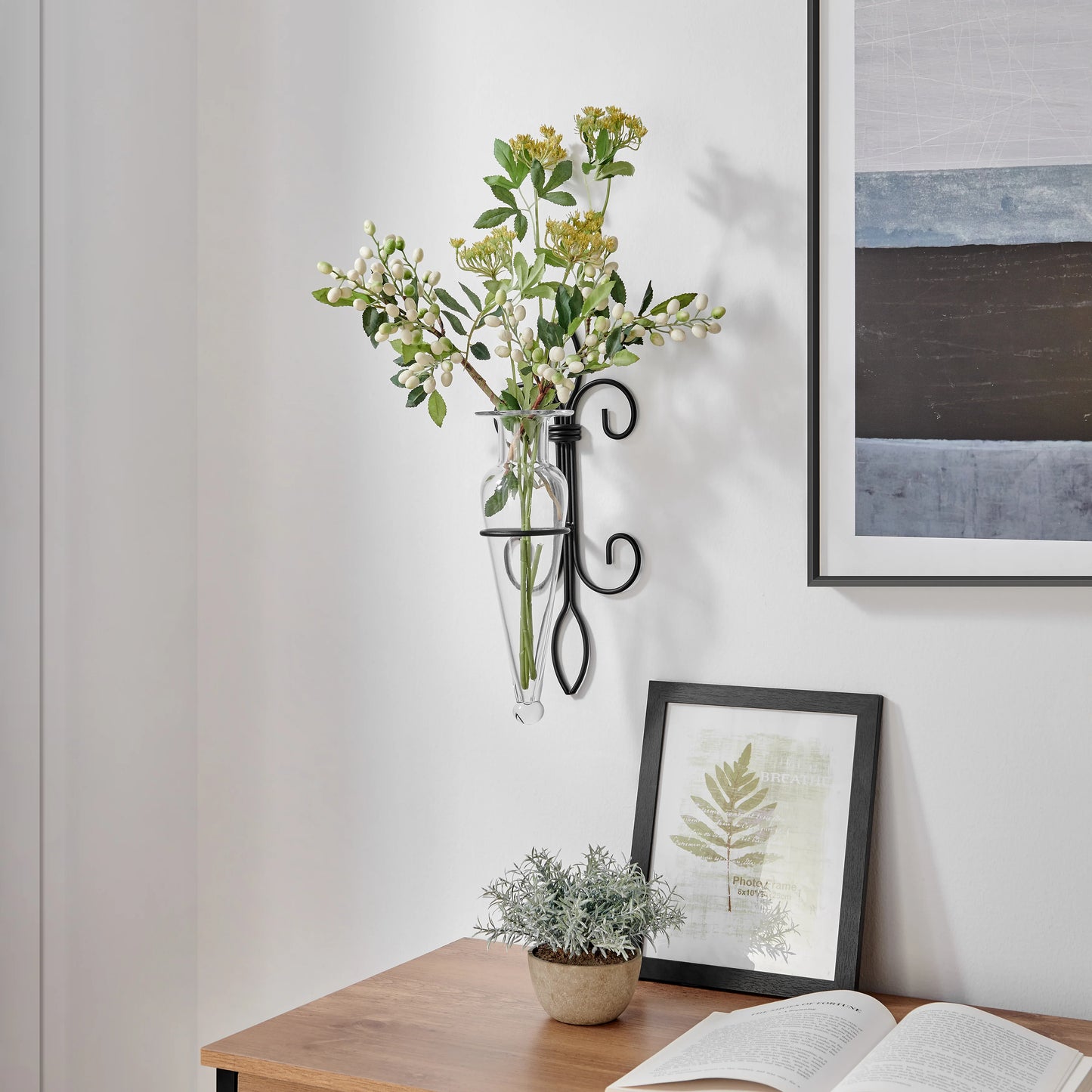 Amphora Glass Vase on Fleur Lis Sconce