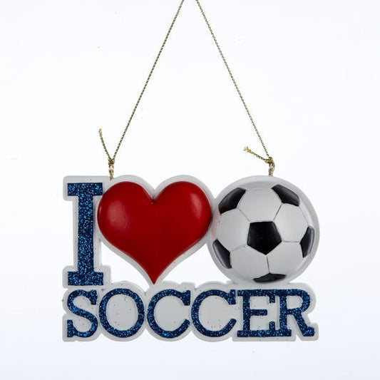 3.75" Resin "I Love Soccer" Ornament