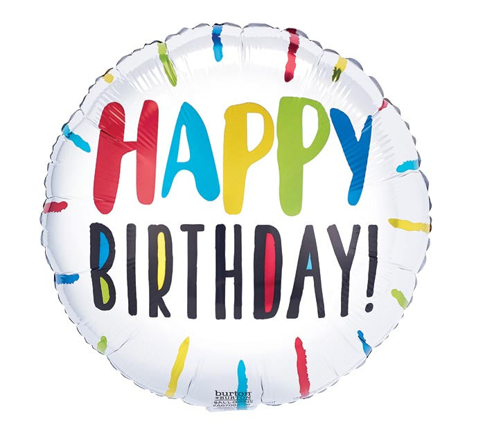 17" Birthday Colorful Stripes Balloon