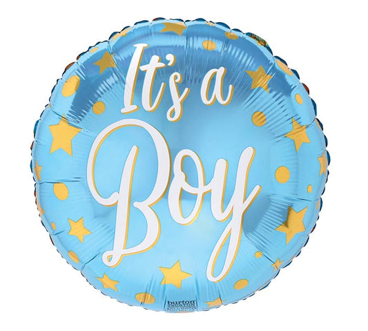 17" It's A Boy Gold Balloon