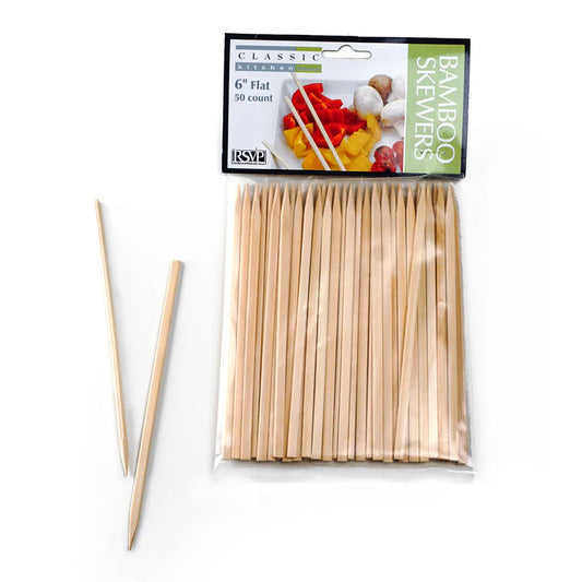 Bamboo Skewer - 6In Flat Skewer - 50 Ct
