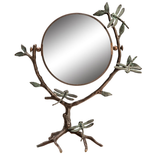 Dragonfly On Branch Mirror