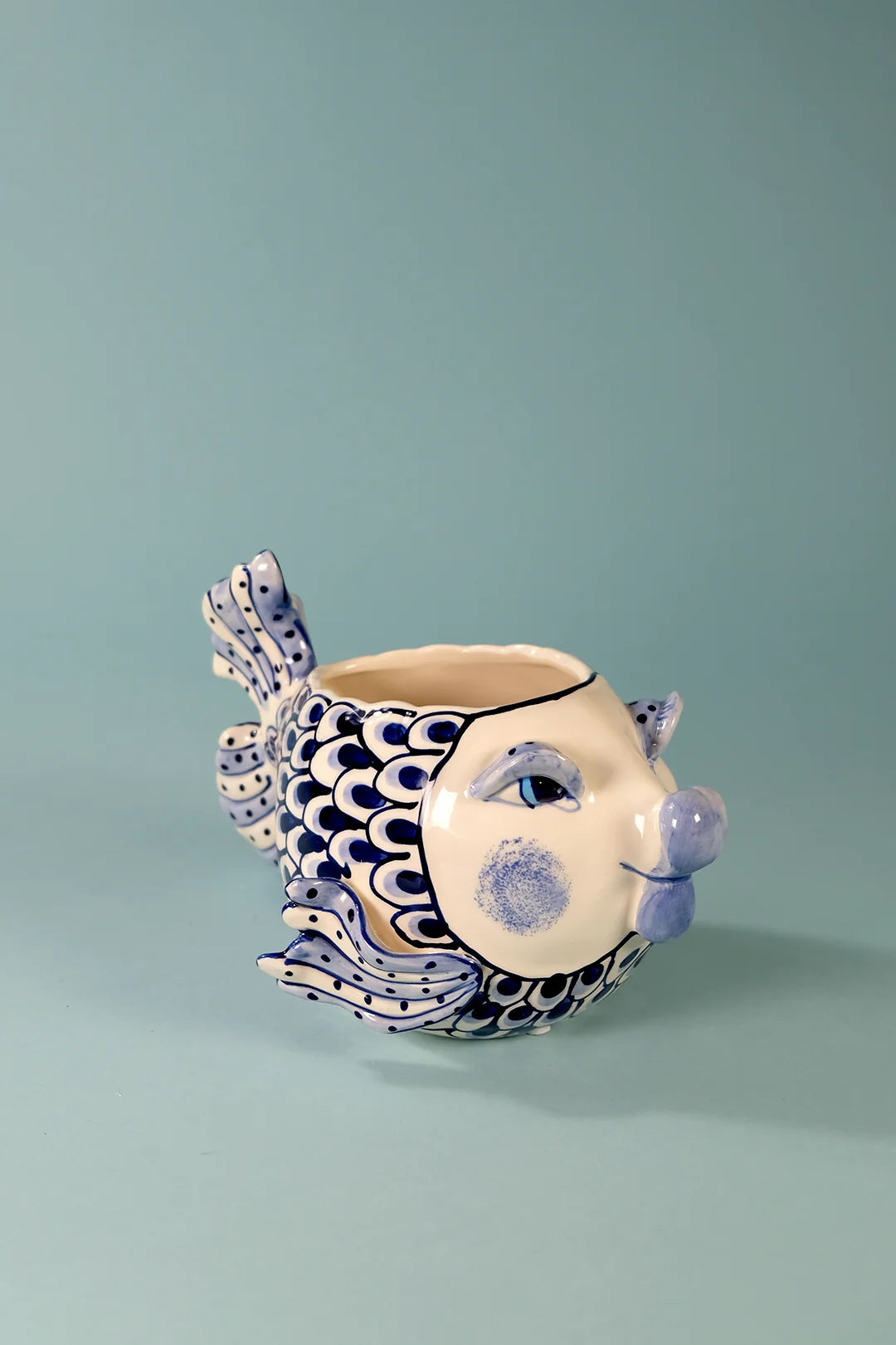 Blue and White Fish Planter