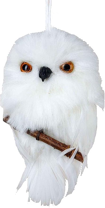 3.93"White Hanging Owl Branch Ornament