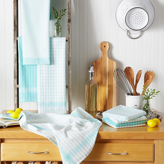 Everyday Aqua Woven Dishtowel Set
