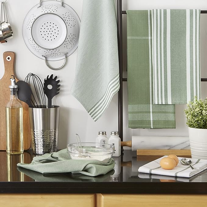 Assorted Woven Dishtowel Collection Classic Oversized Artichoke