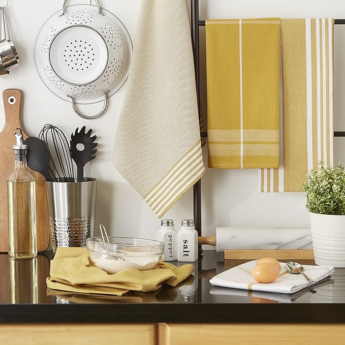 Assorted Woven Dishtowel Collection Classic Oversized, Lemongrass