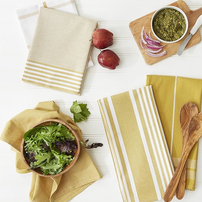 Assorted Woven Dishtowel Collection Classic Oversized, Lemongrass