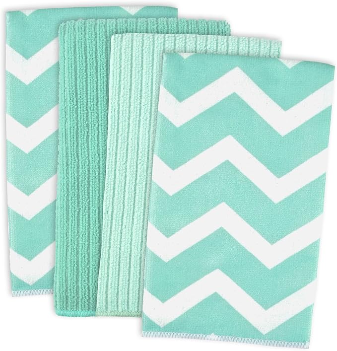 Aqua Chevron Dishtowel Set/4