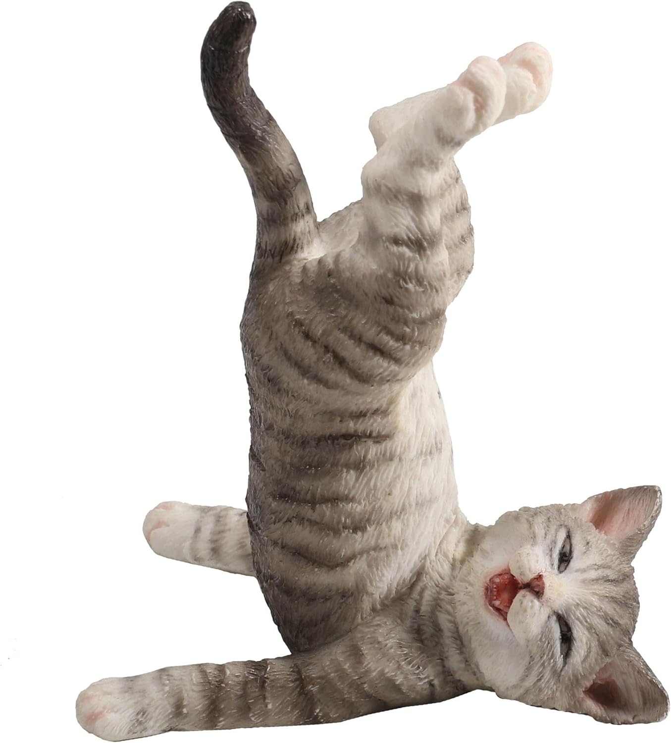 Grey Tabby Yoga Cat Shoulder Stand Pose