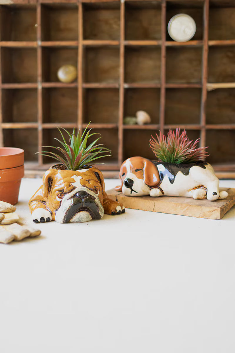 Ceramic Sleeping Beagle Planter