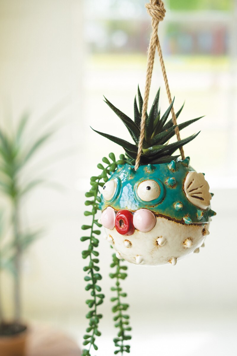 Ceramic Hanging Blowfish Planter