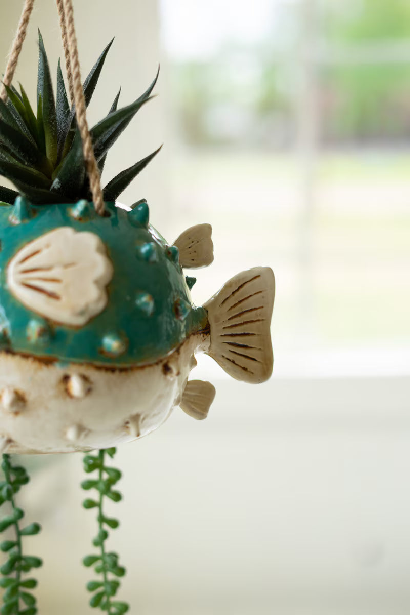 Ceramic Hanging Blowfish Planter