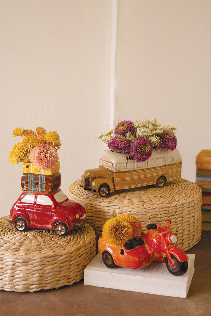 Ceramic Yellow School Bus Planter