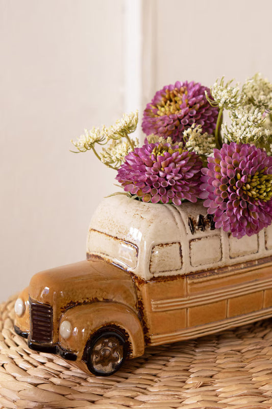 Ceramic Yellow School Bus Planter