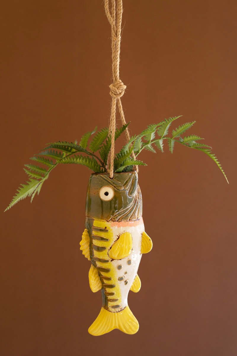 Hanging Ceramic Largemouth Bass Vase