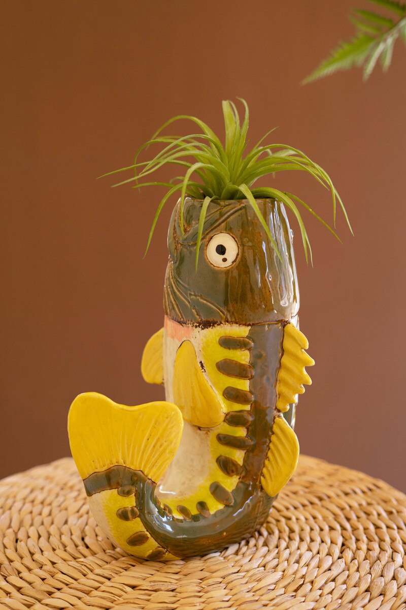 Tabletop Ceramic Largemouth Bass Vase
