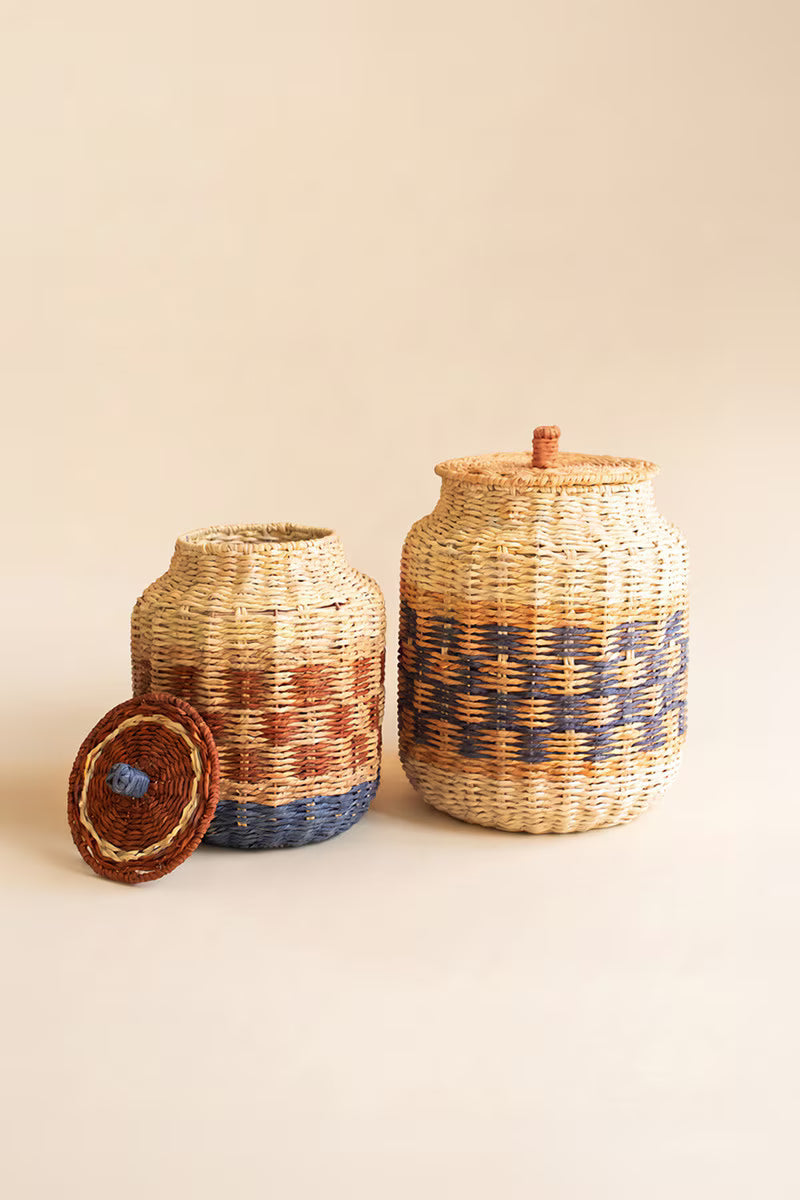 Set of 2 Twisted Paper Canisters