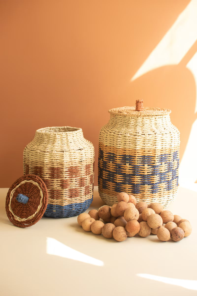 Set of 2 Twisted Paper Canisters