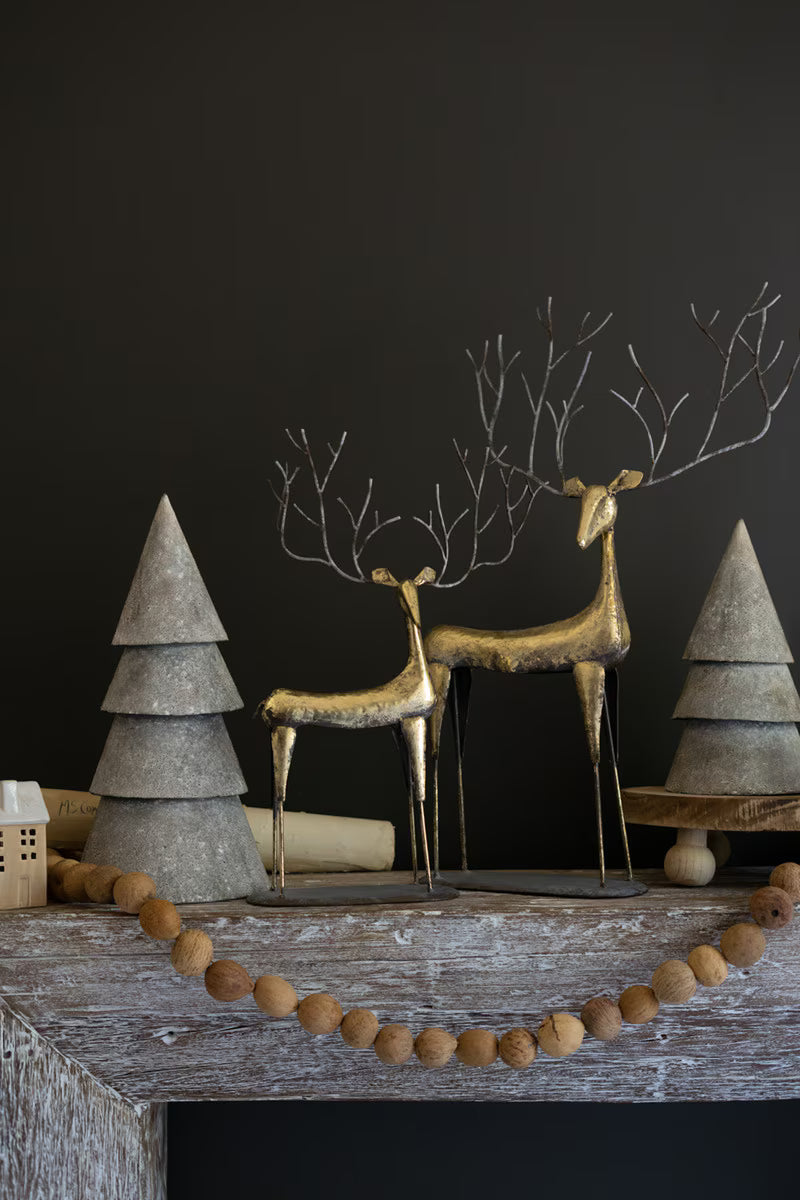 Set of 2 Antique Gold Metal Christmas Deer