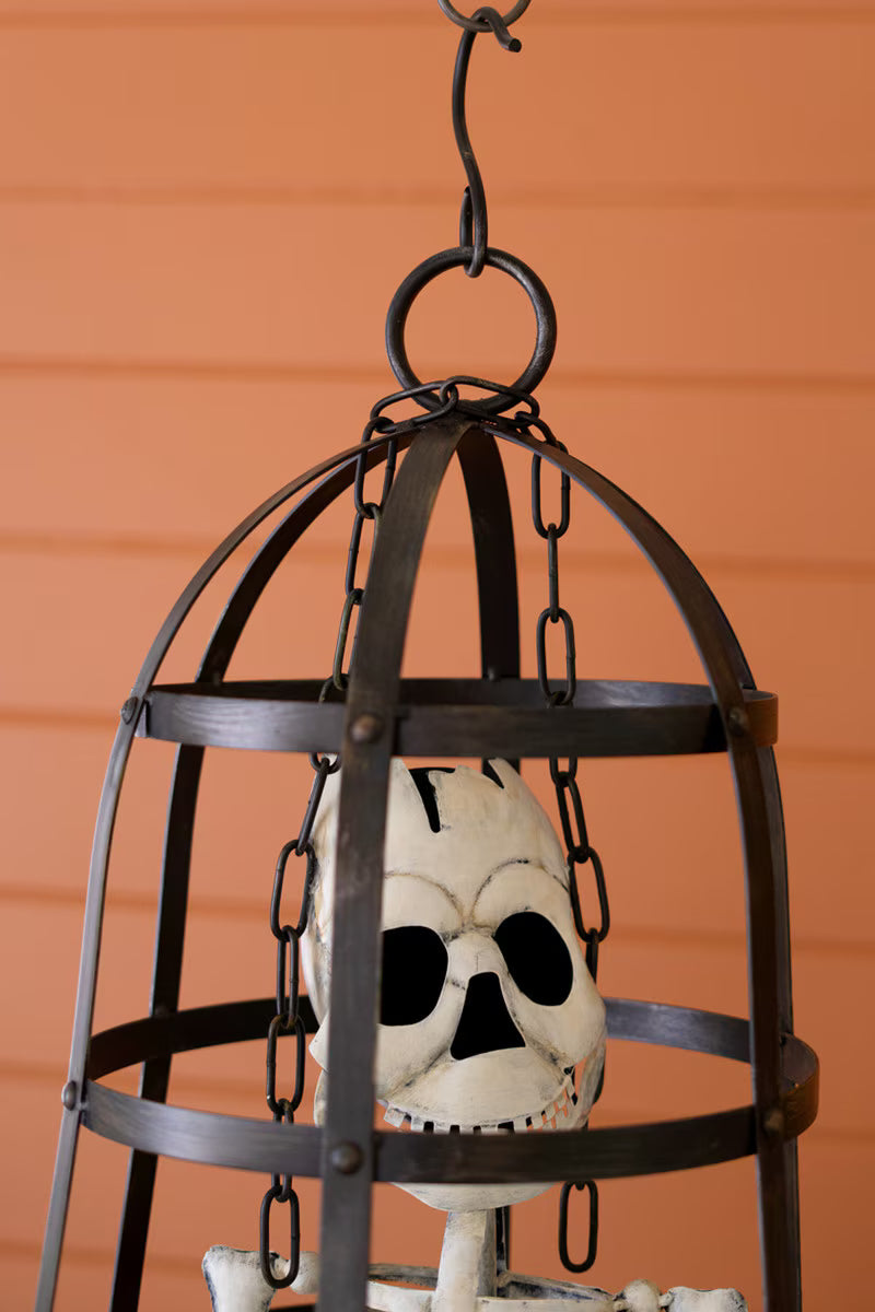 Metal Halloween Skeleton in a Cage