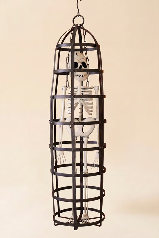 Metal Halloween Skeleton in a Cage